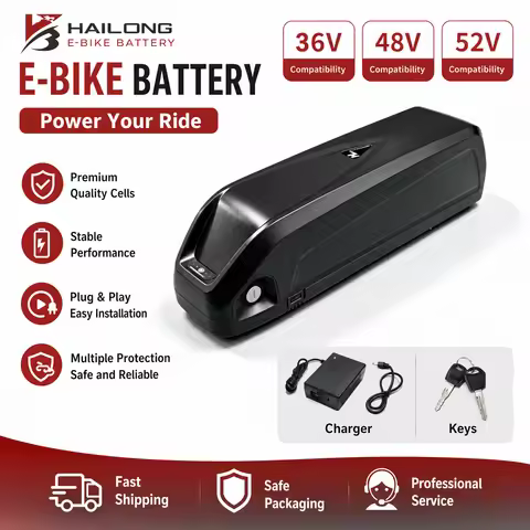 Hailong Ebike Battery 36V 48V 52V 9Ah 12Ah 15Ah 18Ah 18650 Lithium Battery for Bafang BBS02 BBS03 BB