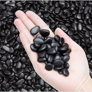 1KG Black Polished Pebble Gardening Landscape Decor Massage Stone Batu Hiasan Hitam Refleksologi Aqu