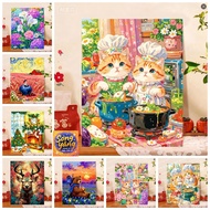 SY-frame-32*40/40*50cm/50-60cm- Color by number painting COLORFUL LANDSCAPE frame, brush, paint