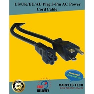 Ready Stock US/UK/EU/AU Plug 3-Pin AC Power Cord Cable For Dell Laptop Lenovo ThinkPad IBM