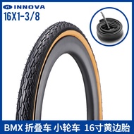 INNOVA 16Inch 16x1-3/8 37-349 folding bicycle tire MTB road bike tires city commuter tyre inner tube yellow side 50-85 PSI