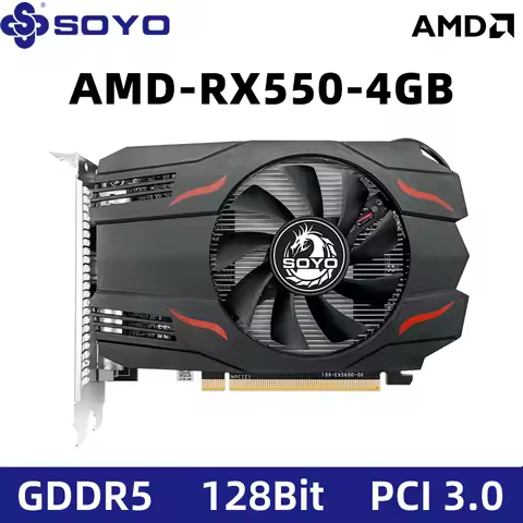SOYO AMD Radeon RX550 4GB GPU GDDR5 14nm For Desktop PC Games Video Graphics Card 128bit RX 550 Comp