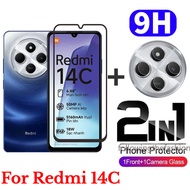 2 in 1 Screen Protector For Redmi 14C Redmi14 C 4G 2024 Full Coverage HD Tempered Glass Screen Prote