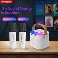 Mic Karaoke Machine for Adults and Kid Subwoofer Portable Bluetooth Speaker System with 1-2 Wireless Microphone Music Player