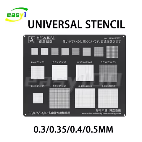QIANLI MEGA-IDEA Black BGA Reballing Stencil 0.3 0.35 0.4 0.5mm Multifunction Universal Planting Tin
