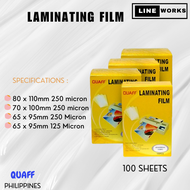 Linework - QUAFF ID Size Laminating Film 80x110mm || 70x100mm || 65x95mm Hot Lamination Process (100