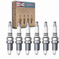 6 pc Champion Copper Plus Spark Plugs compatible with Jeep Wrangler 4.0L L6 1991-1998