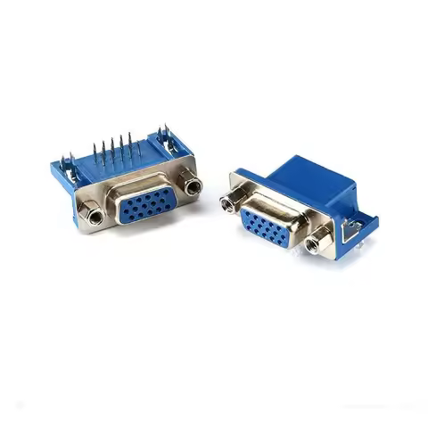 (10pcs/lot) DB15 DR15 3Rows Blue Parallel Port 15 Pin D Sub Female 15 Way PCB 90 Degree Connector DB