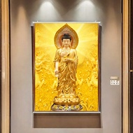 wallpaper sticker katil dinding Potret Buddha Amitabha yang baru, lukisan hiasan pelekat diri rumah,