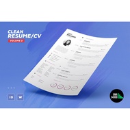 Clean CV Resume Cover Letter Volume 3 Template Word