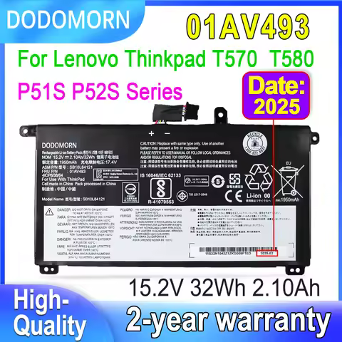 DODOMORN 01AV493 Battery For Lenovo ThinkPad T570 T580 P51S P52S Series Laptop SB10L84121 SB10L84122