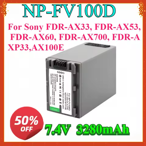 New 3280mAh NP-FV100D NP-FV70 Battery with Type-C Input for Sony FDR-AX33, FDR-AX53, FDR-AX60, FDR-A