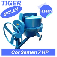 TIGER Mesin Concrete Mixer Molen Beton Cor Semen Rakit Diesel 7 Hp
