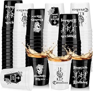 Uiifan 24 Pcs Gothic 30th Birthday Cups 16 oz Reusable Death to My 20s Skull Cross Design Thick Part