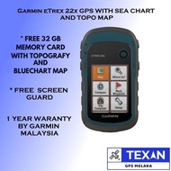 Garmin eTrex 22x GPS Free 32gb Card & Screen Protector Preloaded Sea Chart and Topo Maps