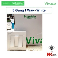 Schneider Vivace 3 Gang 1 Way Switch, 3Gang 1Way (White) KB33/1