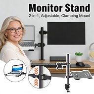 Monitor Stand 2 in 1 Mounting Table Clamping Arms Dual Monitor Arms 13-27 Inch Multi-Direction