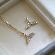 日落美人魚魚尾細鑽14K金純銀項鍊