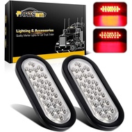 Partsam 2x Oval Brake Stop Tail Turn Sealed Marker Lights Flush Mount 6.3" Inch 24 LED Truck Trailer