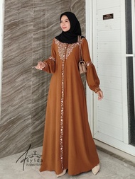 KV.GROSIR Dress Gamis ZAHRA Crinkle Airflow Bordir Premium Terbaru | Dress Wanita Polos Mix Bordir B