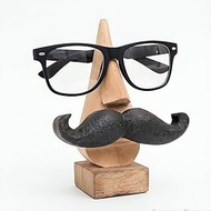 Woodify Wooden Brown Handcrafted Nose Shaped Goggle Spectacle/Specs Eyeglass Holder Stand with Black