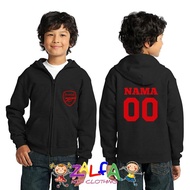 Arsenal Football Zipper Hoodie Jacket Can Use Children's Names by Zalfa Kids
