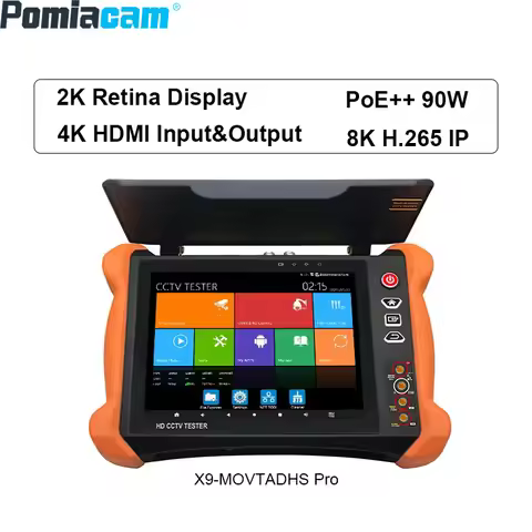 Full Function X9-MOVTADHS Pro PoE++ 90W 2K Retina Screen 8K H.265 IP CCTV Tester IP Camera Tester 8M
