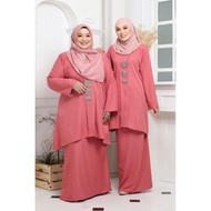 Baju Kurung Kebarung Pink Ironless Saiz S-5XL Plain Loose (Plus Size) Ready Stock Raya Sale baju raya 2022