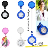 PATH Retractable Nurse Watch Silicone Brooch Pin Quartz Clock Fob Watch