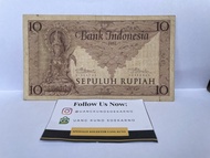 Uang Kertas Kuno Indonesia 10 rupiah 1952 seri Budaya kondisi VF++