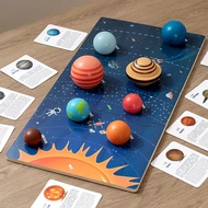 Wooden Solar System Model Board, Montessori Toys Planets Puzzle Science STEM Space Learning for Kids