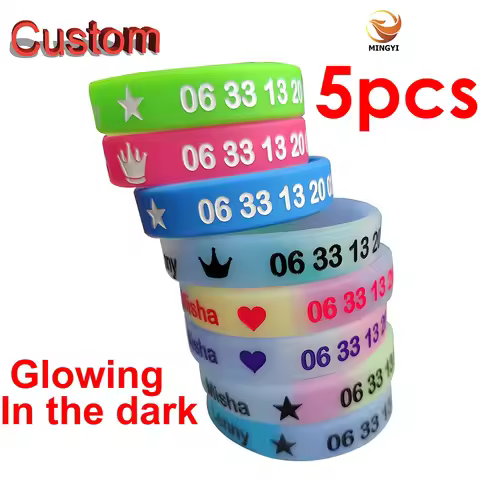 5pieces Luminous Custom Bracelet Customizable Silicone Wristband Personalized Customized Bangles Glo