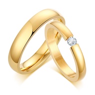 Vnox แฟชั่นแหวนคู่รักสแตนเลส Gold เครื่องประดับเพชรเทียมสำหรับผู้ชายนาฬิกาผู้หญิงสแตนเลส