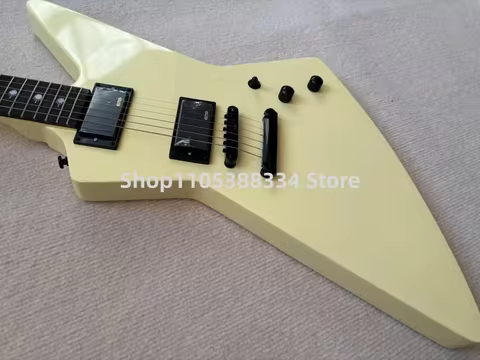 In stock!Yellow Explorer electric guitar - pigeon-shaped HH rosewood fingerboard finger inlays