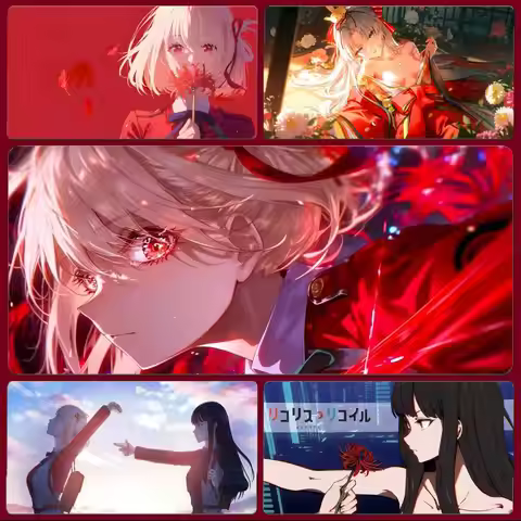 anime action L-Lycoris Recoil Mouse Pad Large Gaming Mousepad with Stitched Edges Thickened Desk Mat