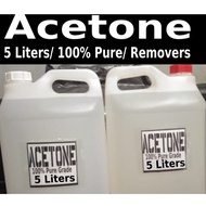 100% PURE ACETONE. 5 Liters Acetone Remover, For Pigment, Acrylic Strip Off, Gel, Sticker remover