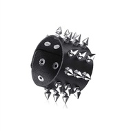 Punk Star Chains Gothic Bracelet Bangle Rock Cuff Bracelet Chains Black Studded Faux Leather Bracele