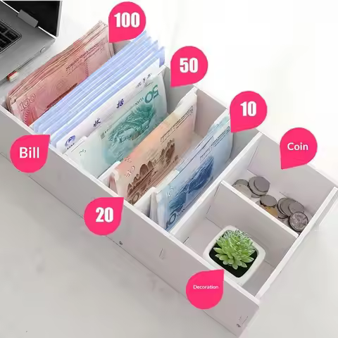 6 8 Grid Money Tray Cash Drawer Organizer for Easy Bill Sorting and Storage Bank Retail Cash Registe