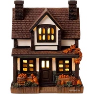 Vintage Light-Up Pumpkins Cottage,Hand-Painted Pumpkin LED Cottage Decor(A)