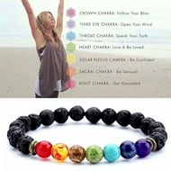 7 chakra stones healing lava energy unisex stone bracelet