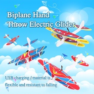Electric Hand Throw LED Plane Foam Flying Aeroplane Lights Aircraft Kids Children Toy Gift