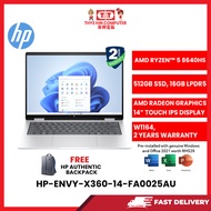 HP-ENVY-X360-14-FA0025AU-GLASVR-AMDRYZEN5-8640HS,16GBRAM,512GBSSD,AMDRADEON,14"TOUCH,W11,2YRS,H&S