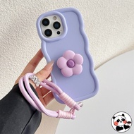 Cute Flower 3D Wave Phone Case With Lanyard For itel Vision 3 2 2S 1 Plus S25 Ultra S23 S18 S17 P38 