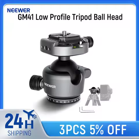 NEEWER GM41 Low Profile Tripod Ball Head 40mm Metal Panoramic Camera Mount Adapter with 1/4" Arca Pl