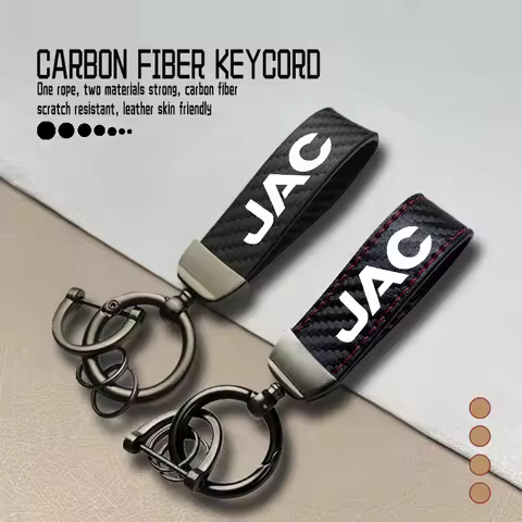 For JAC Carbon Fiber Car Logo Key Chains Keyring Emblem Key Rings J3 J2 S5 A5 J5 J6 J4 S2 T8 RF8 M3 