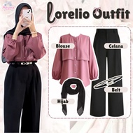 4in1 Teenage Outfit Set (Blouse, Knit Pants, Bella Square, Belt) One Set Hanging Out Cool AS3Q