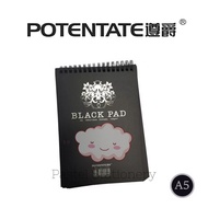 Potentate A5 Sketchbook 120gsm - Potentate Black Paper A5 Wire Book