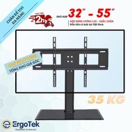 ErgoTek E606 Multifunctional Desktop TV Stand 32 - 40 - 43 - 49 - 50 - 55 Inch - Tempered Glass Tabl