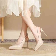 shoebali ysl heels Sandal tali pinggang belakang kulit paten 11cm 2024 platform kalis air baru tumit