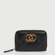 Chanel Chanel 19系列經典金屬菱紋小羊皮拉鍊零錢包